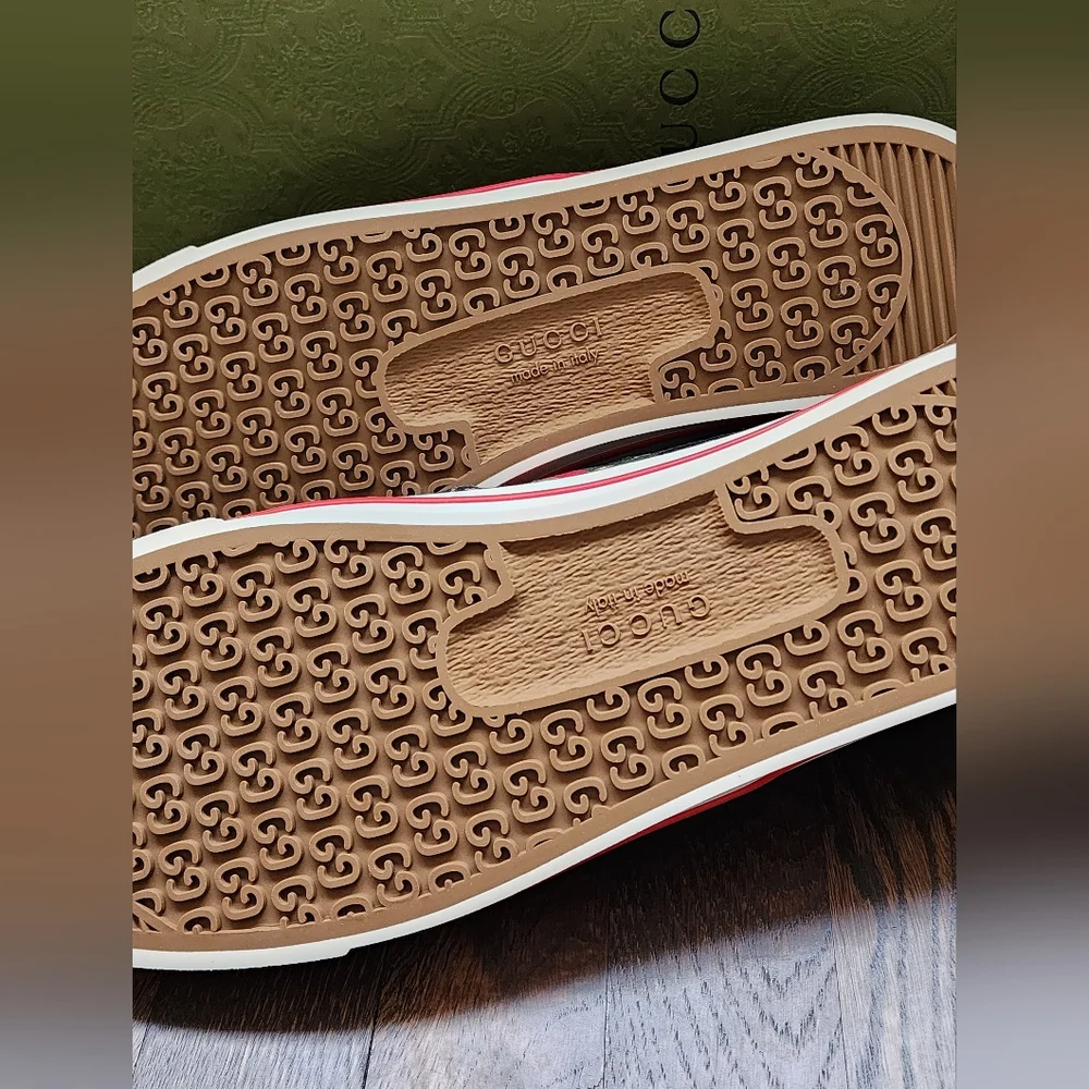 $750 Brand New Gucci Tennis 1977 Men Sneakers Black Web US 15.5 G 14.5